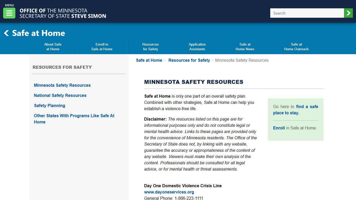 Minnesota Secretary Of State - Minnesota Safety Resources